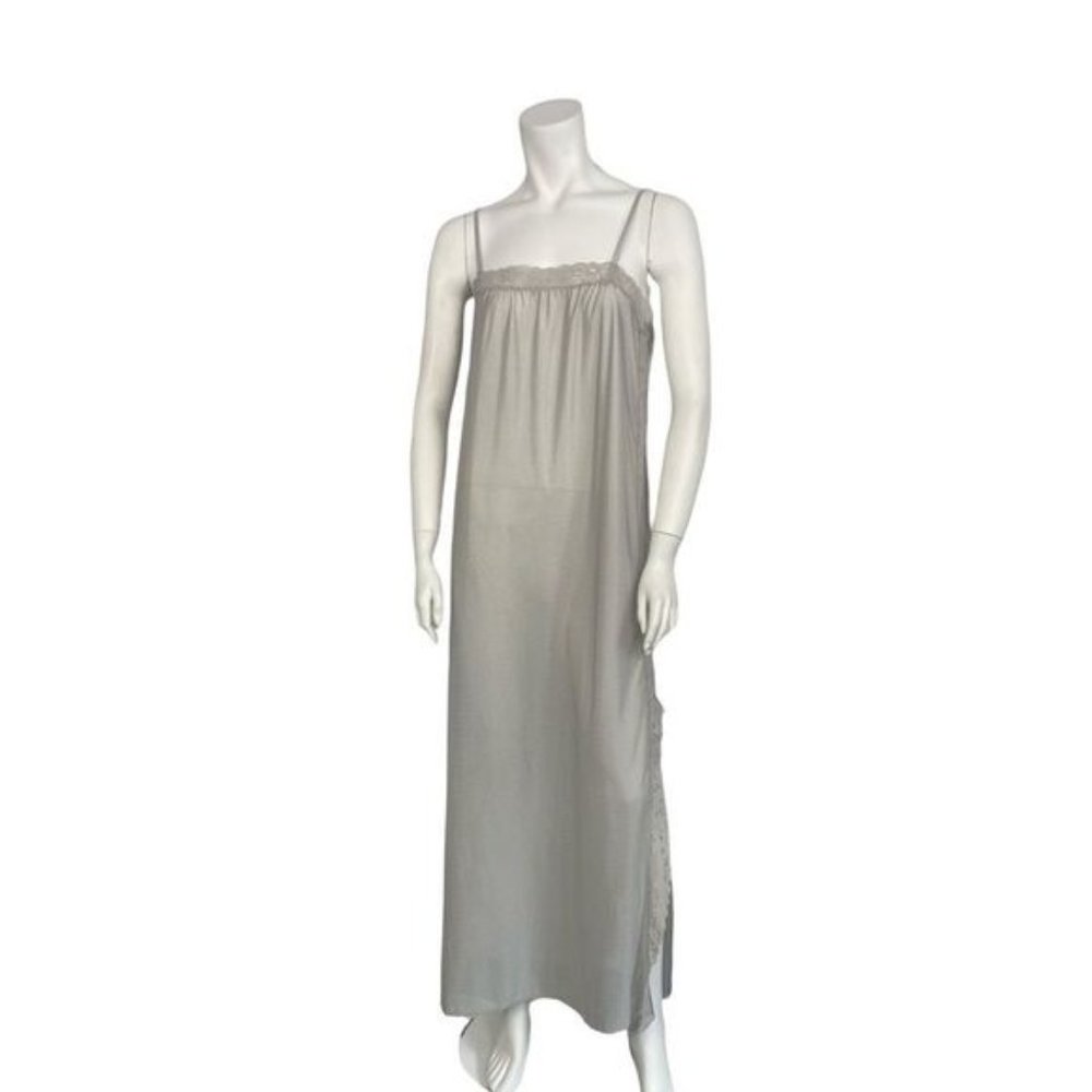 Vintage John Warden For Molyclaire long grey nylon nightgown Sz medium